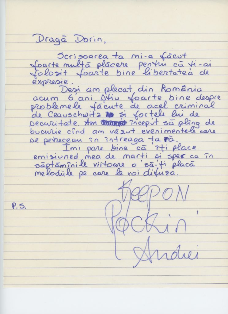 A's letter to Dorin